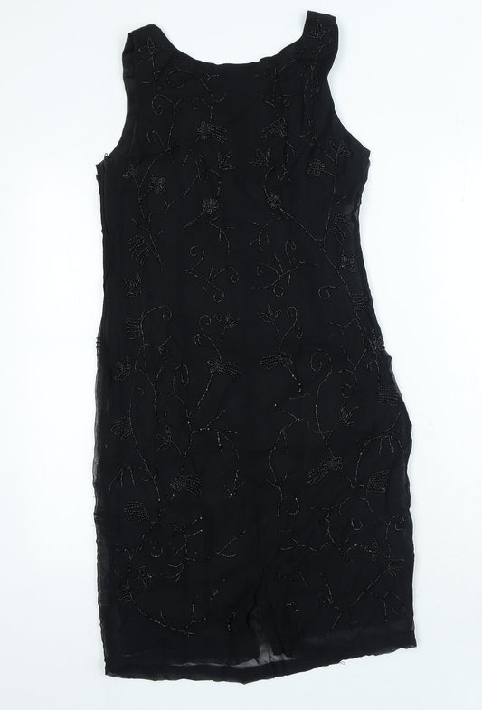 Principles Womens Black Viscose Mini Size 12 Round Neck Zip