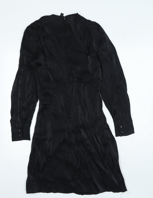 YAS Womens Black Polyester A-Line Size S Round Neck Zip