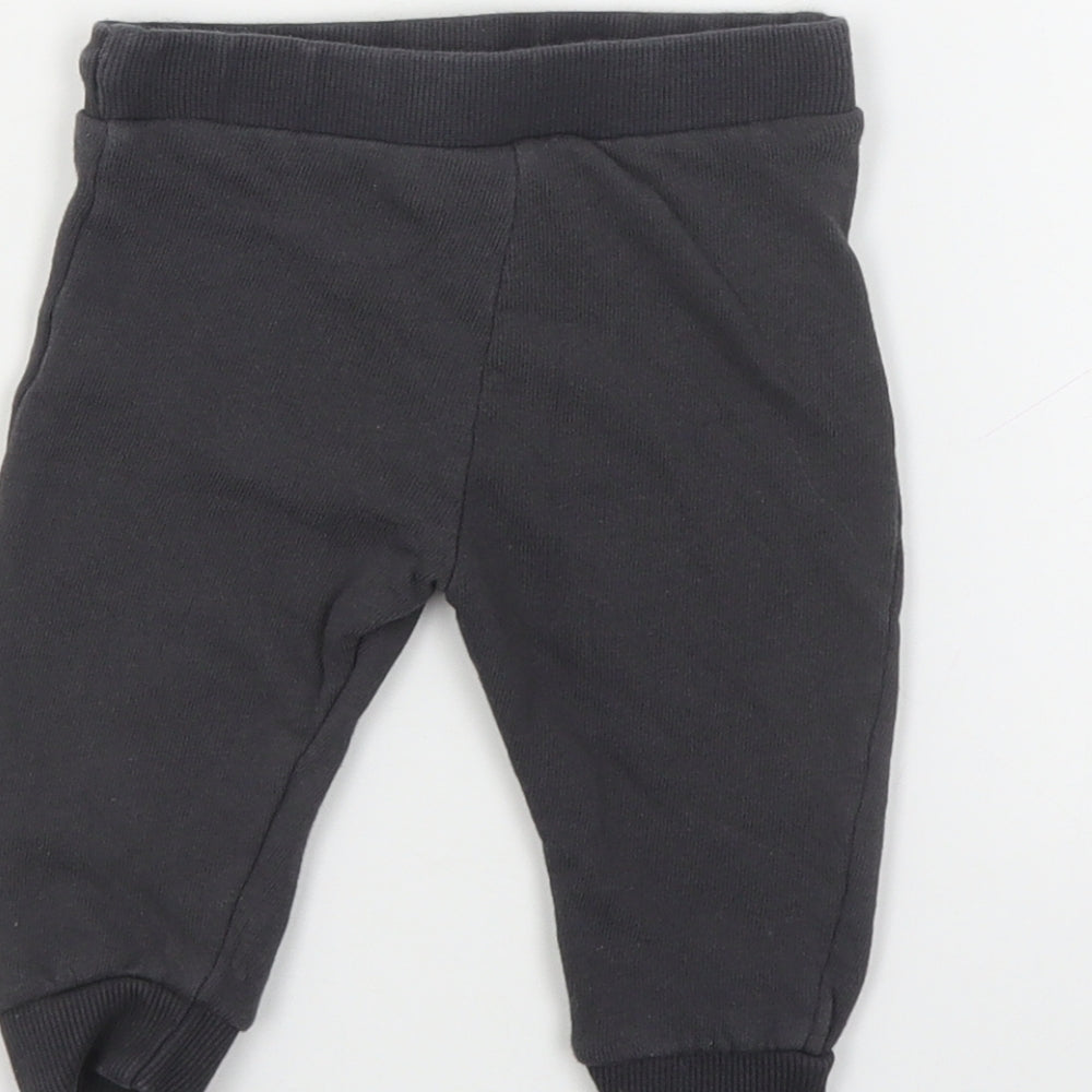 F&F Baby Grey Cotton Jogger Leggings Size 6-9 Months Drawstring - Mickey Mouse