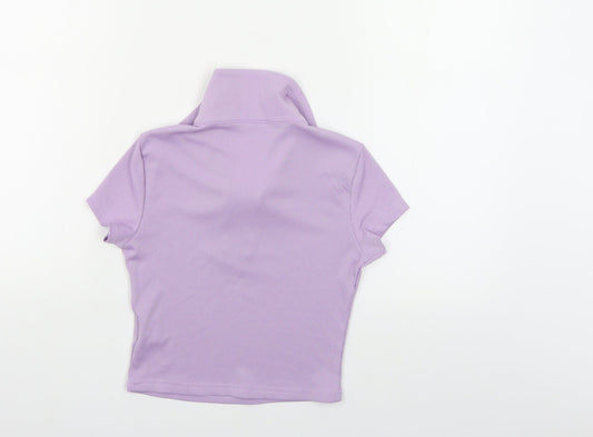 SheIn Womens Purple Polyester Cropped Polo Size XS Collared - Ribbed