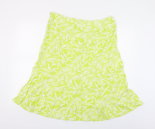 Autonomy Womens Green Floral Linen Flare Skirt Size 18 Zip