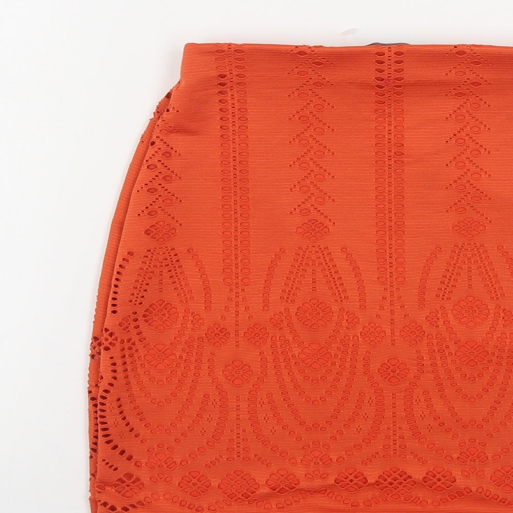 Missguided Womens Orange Polyester Mini Skirt Size 4