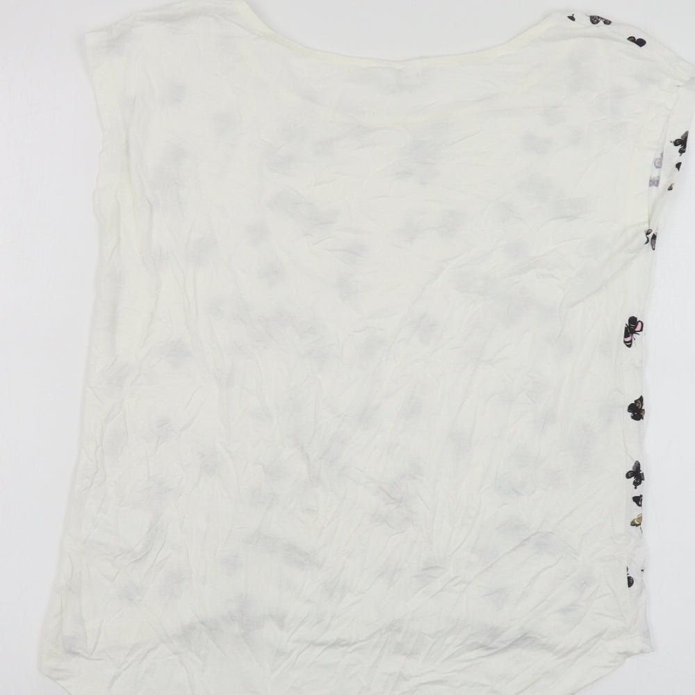 Womens UK Size S Rainbow White Basic Button-Up