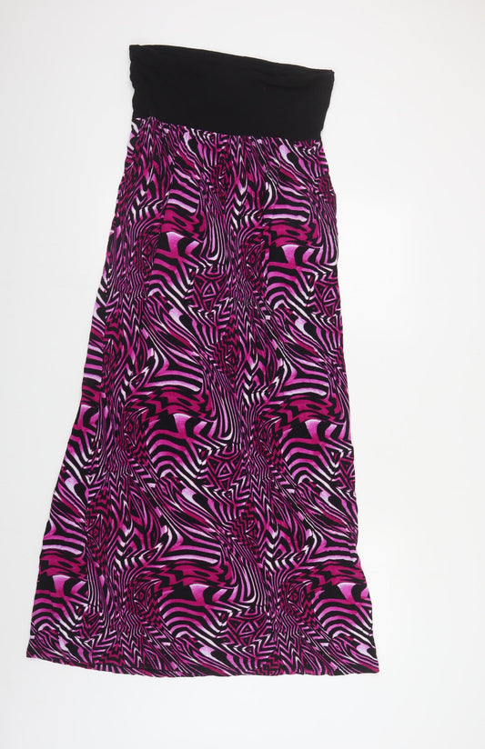 F&F Womens Purple Geometric Viscose A-Line Size 12 Off the Shoulder Pullover