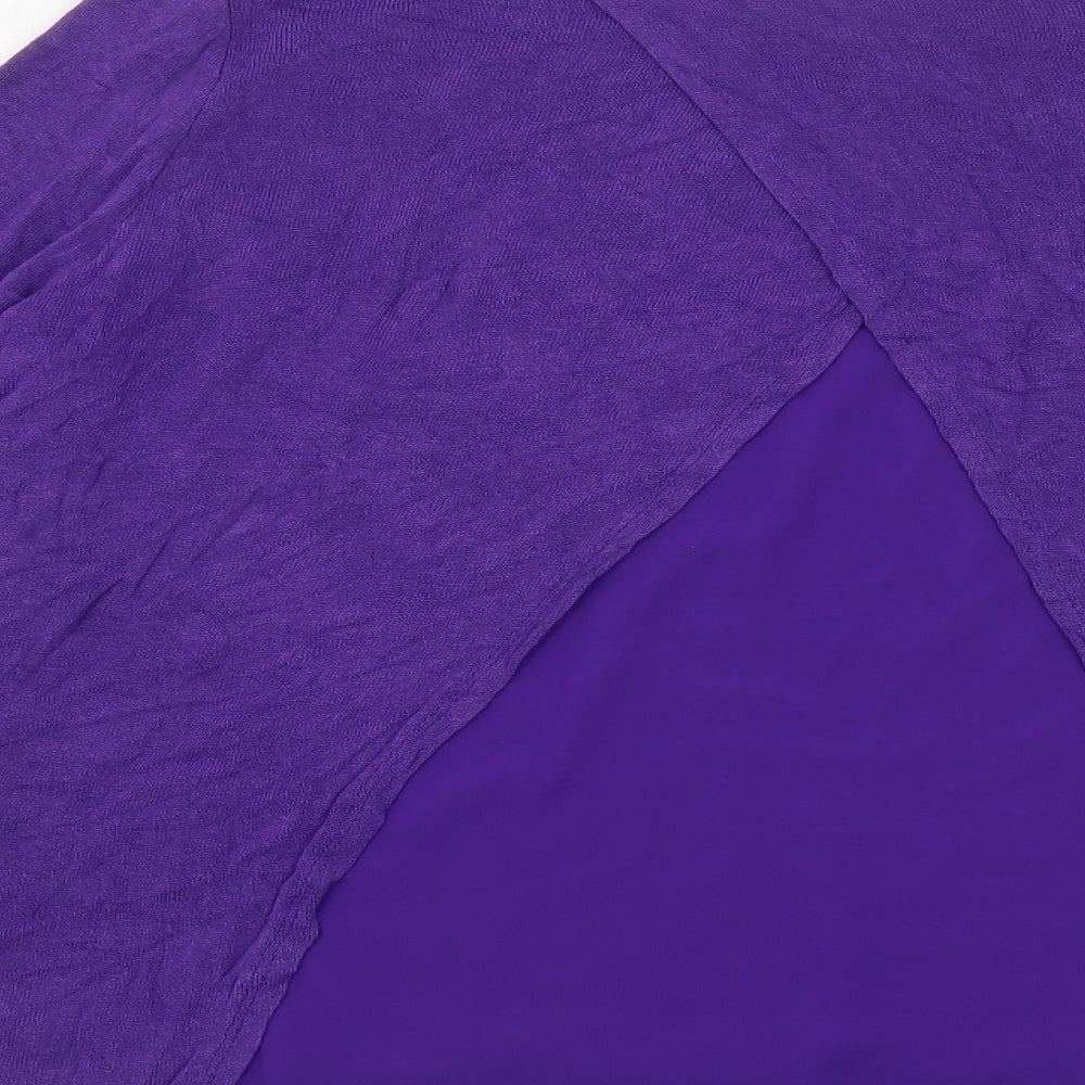 Made in Italy Womens Purple Viscose Basic Button-Up Size L Boat Neck