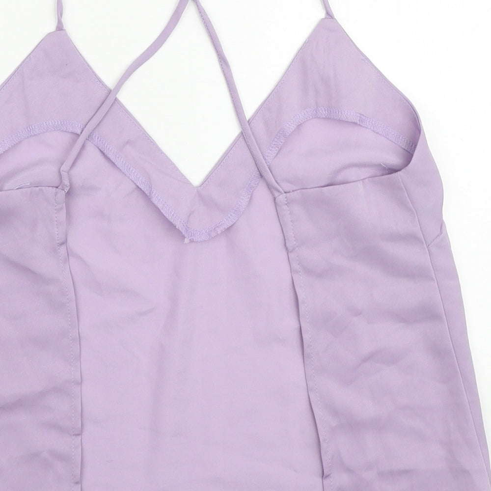 Nasty Gal Womens Purple Polyester Camisole Tank Size 6 V-Neck - Open Back