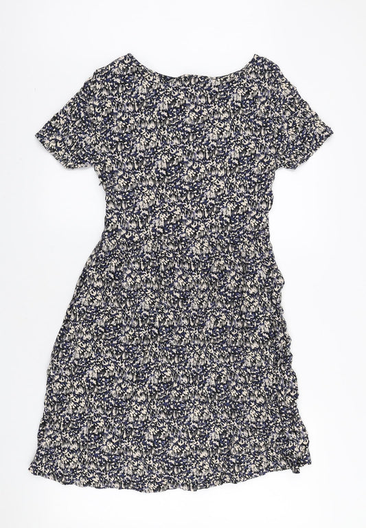 Marks and Spencer Womens Multicoloured Geometric Viscose Mini Size 8 Boat Neck Zip