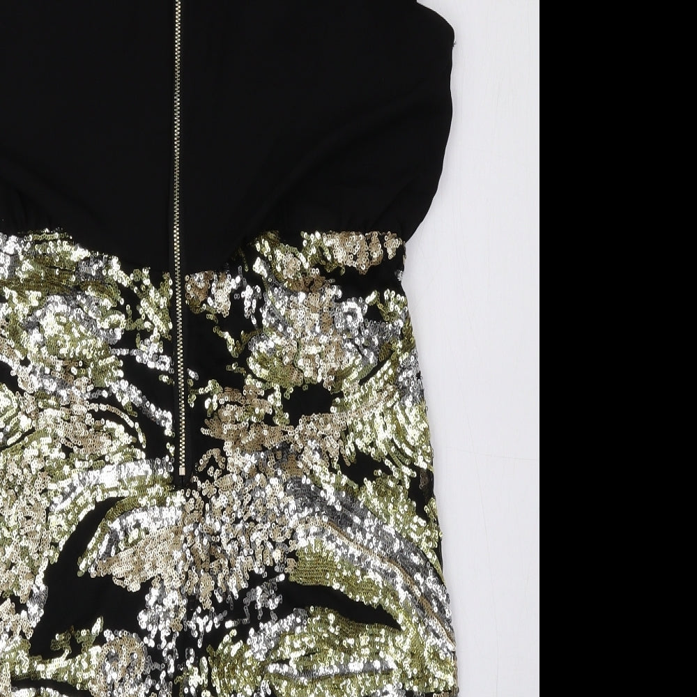 Jolie Moi Womens Black Polyester Bodycon Size 12 Scoop Neck Zip