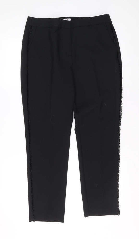 Womens UK Size 14 Per Una Regular Fit Carrot Black Trousers