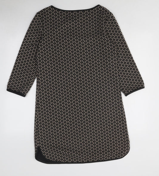 Max Studio Womens Brown Gingham Polyester A-Line Size M Round Neck Hook & Loop