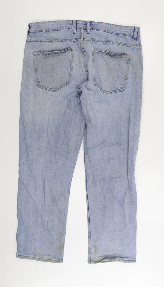 NEXT Womens Blue Cotton Straight Jeans Size 38 in L31 in Regular Zip