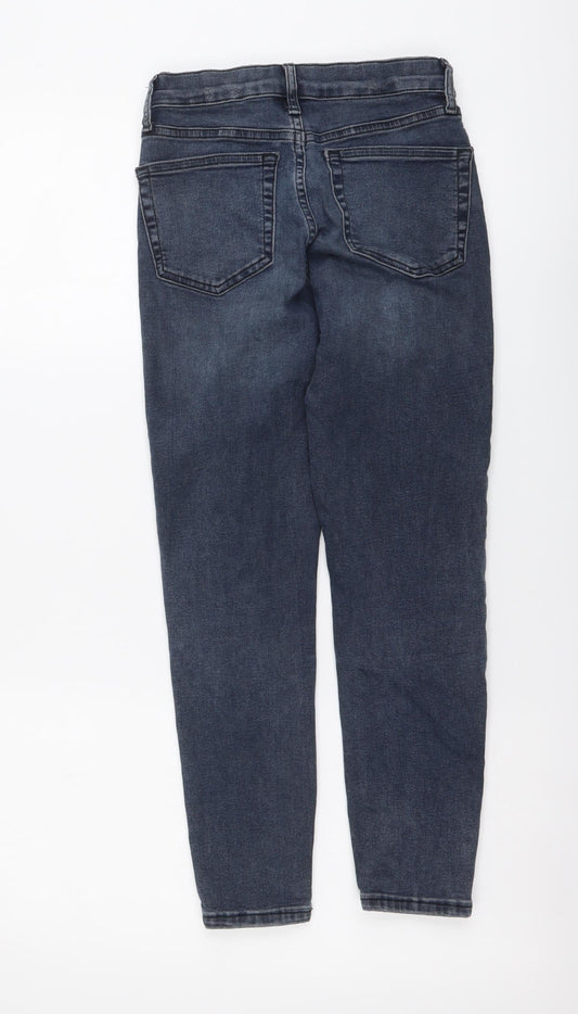 Topshop Womens Blue Cotton Skinny Jeans Size 26 in L28 in Regular Button