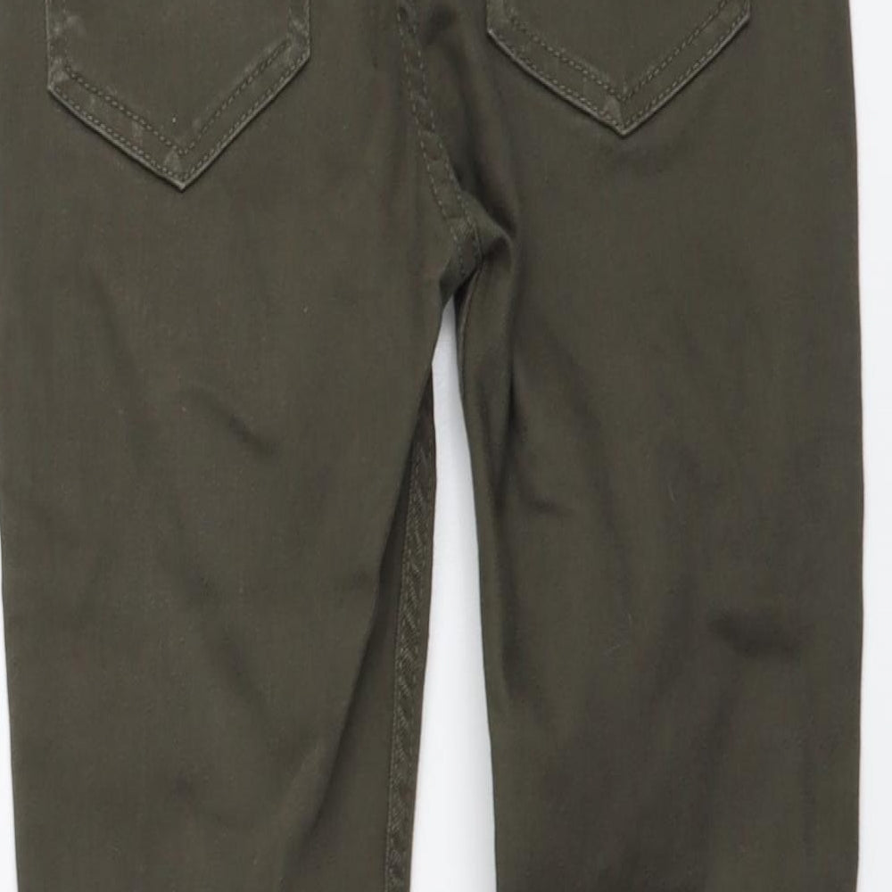Denim & Co. Girls Green Cotton Skinny Jeans Size 10-11 Years Regular Button