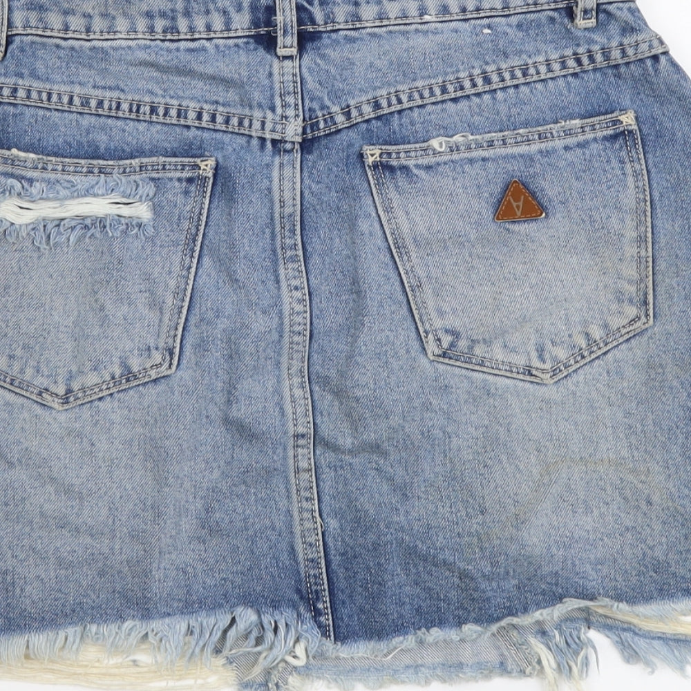 Abrand Jeans Womens Blue Cotton Mini Skirt Size 8 Button