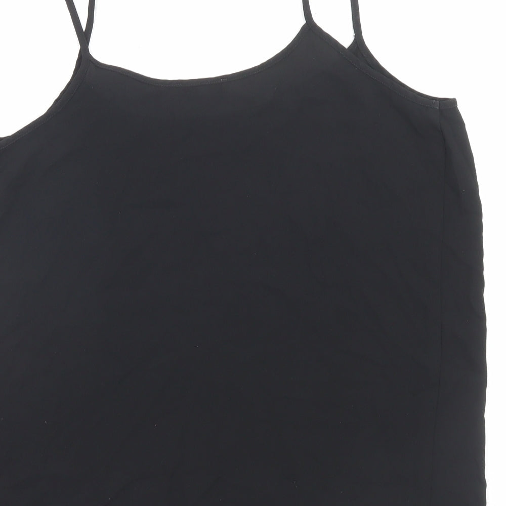 Papaya Womens Black Polyester Basic Tank Size 12 Scoop Neck