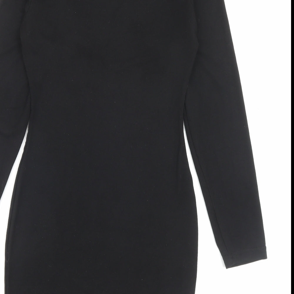 Missguided Womens Black Viscose Bodycon Size 10 Crew Neck Pullover