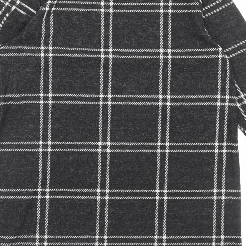 F&F Womens Grey Plaid Polyester A-Line Size 10 Crew Neck Pullover