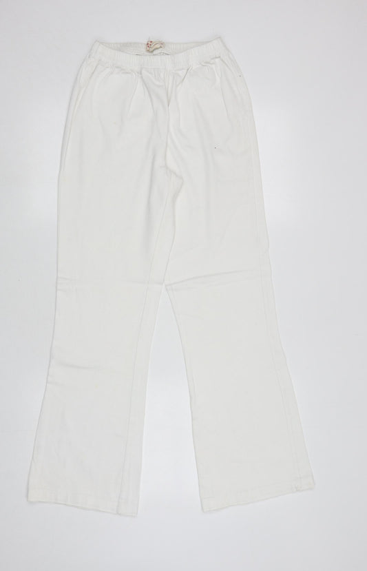 Fabric Womens White Cotton Bootcut Jeans Size 12 L29.5 in Regular