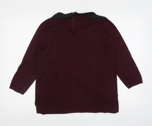 Papaya Womens Purple Collared Viscose Pullover Jumper Size 16