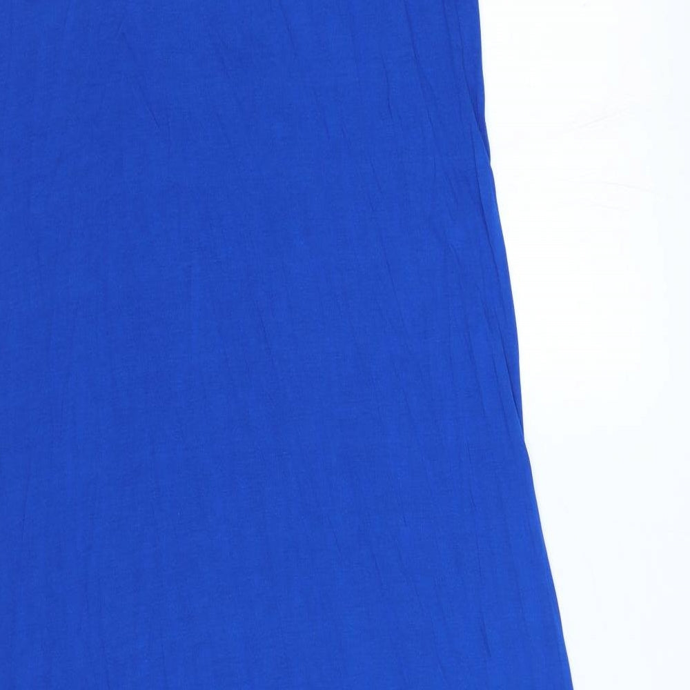 Marks and Spencer Womens Blue Viscose A-Line Size 10 Scoop Neck Pullover