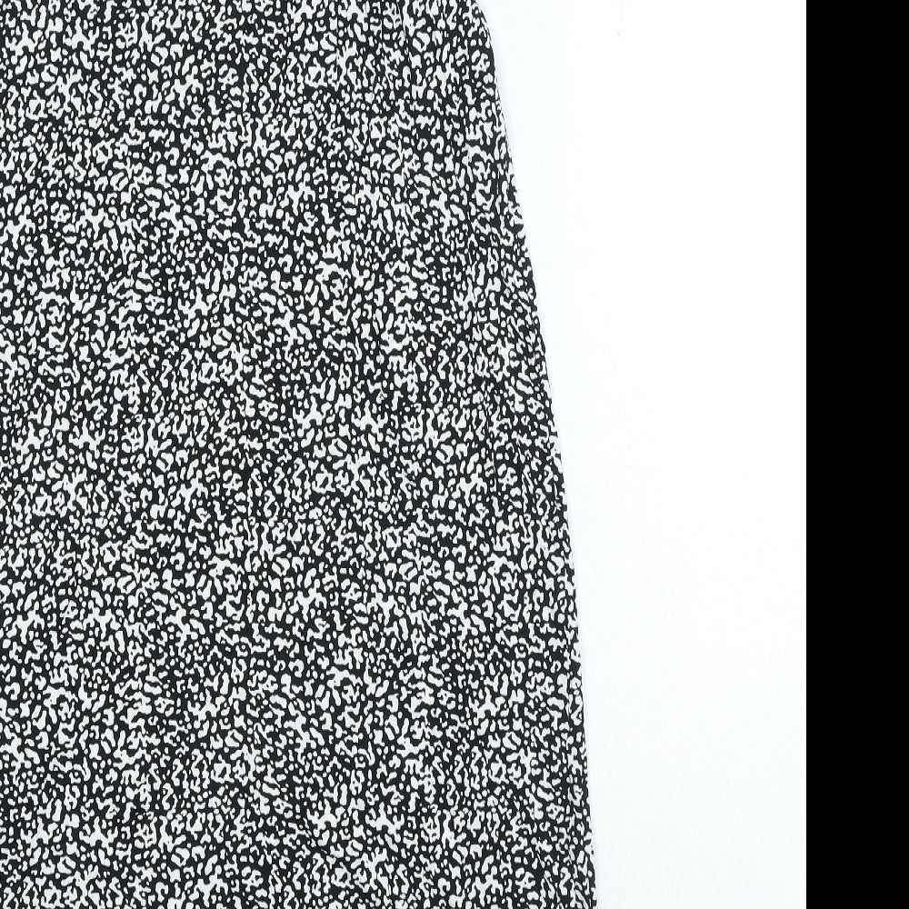 Marks and Spencer Womens Black Geometric Viscose Bodycon Size 10 Scoop Neck Pullover