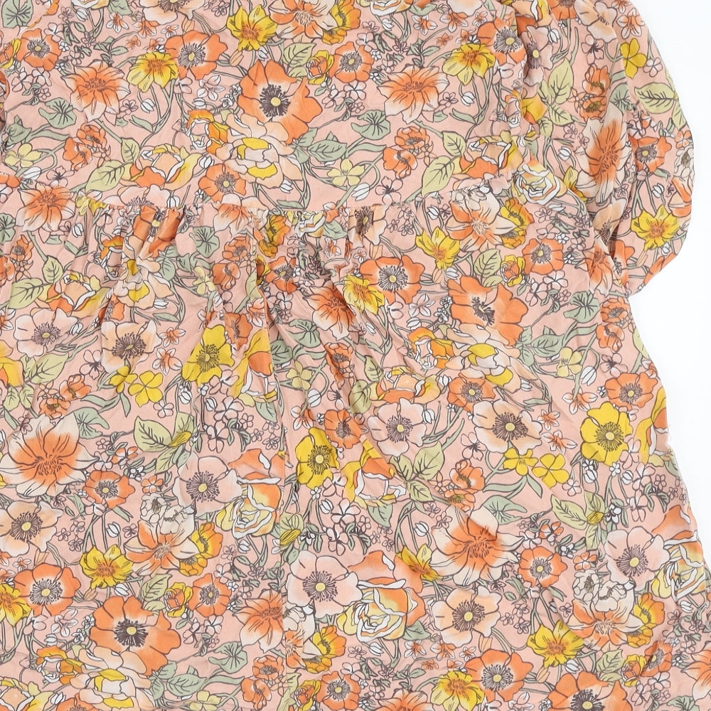 George Womens Pink Floral Viscose A-Line Size 10 Round Neck Pullover