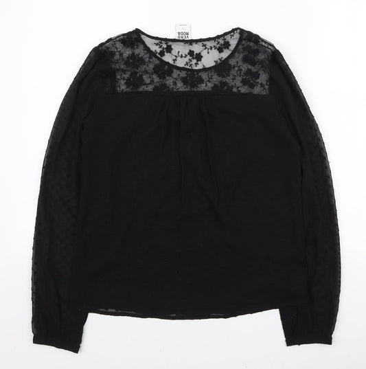 Womens UK Size S VERO MODA Black Basic Blouse