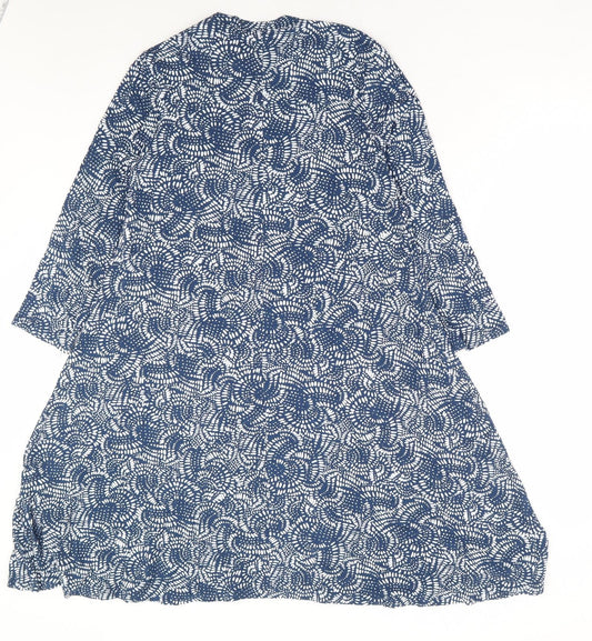 Principles Womens Blue Geometric Viscose A-Line Size 10 Mock Neck Pullover