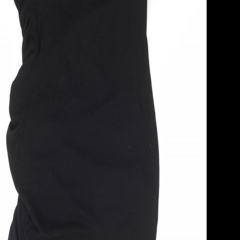 SheIn Womens Black Polyester Mini Size XS Round Neck Pullover - Ribbed