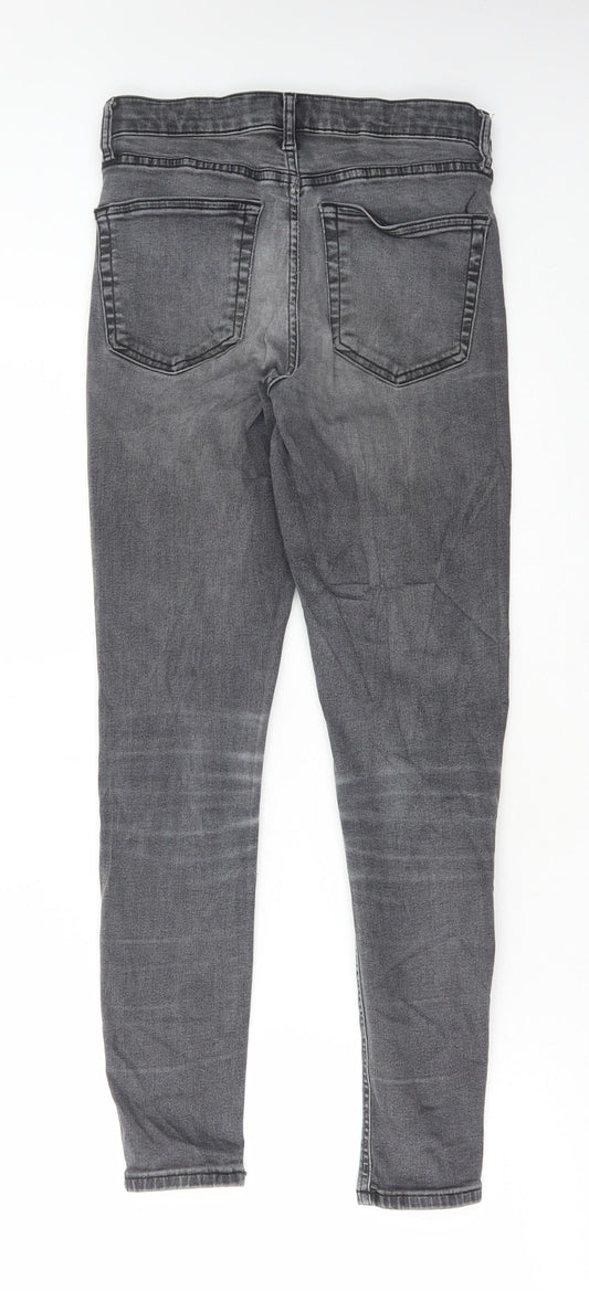 Topshop Womens Grey Cotton Skinny Jeans Size 28 in L32 in Regular Button