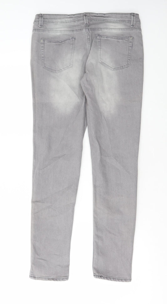 Denim & Co. Womens Grey Cotton Skinny Jeans Size 10 L29 in Regular Button