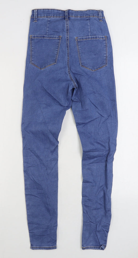 Primark Womens Blue Cotton Skinny Jeans Size 8 L27 in Regular Zip
