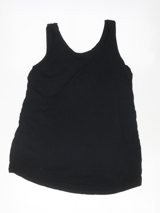 F&F Womens Black Polyester Basic Tank Size 10 V-Neck