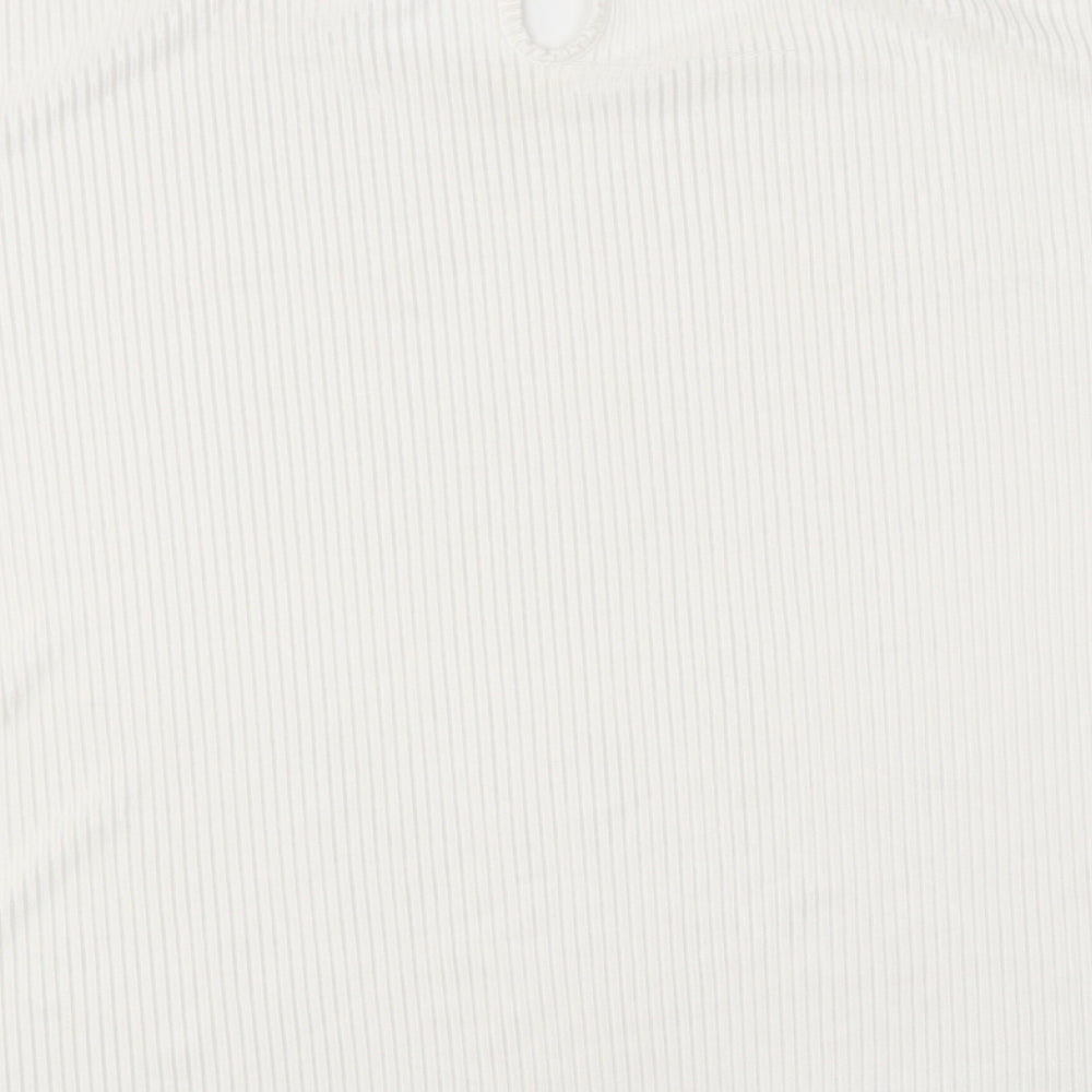 Womens UK Size 14 Amber White Basic T-Shirt