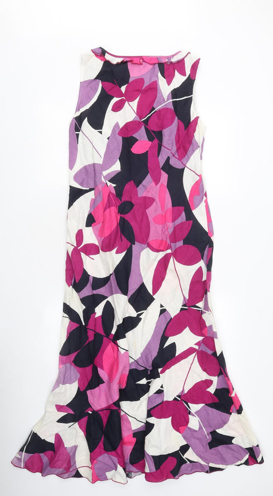 Moda Womens Multicoloured Floral Polyester Maxi Size 14 V-Neck Zip