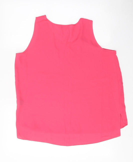 Papaya Womens Pink Polyester Basic Tank Size 14 Round Neck