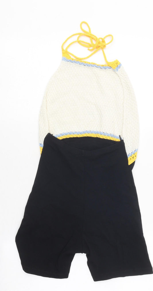 Zara Womens Multicoloured Colourblock Polyester Playsuit One-Piece Size S L16 in Tie