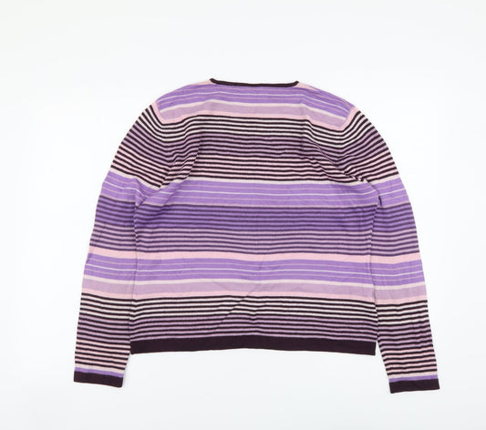 Country Casuals Womens Multicoloured Round Neck Striped Acrylic Pullover Jumper Size L
