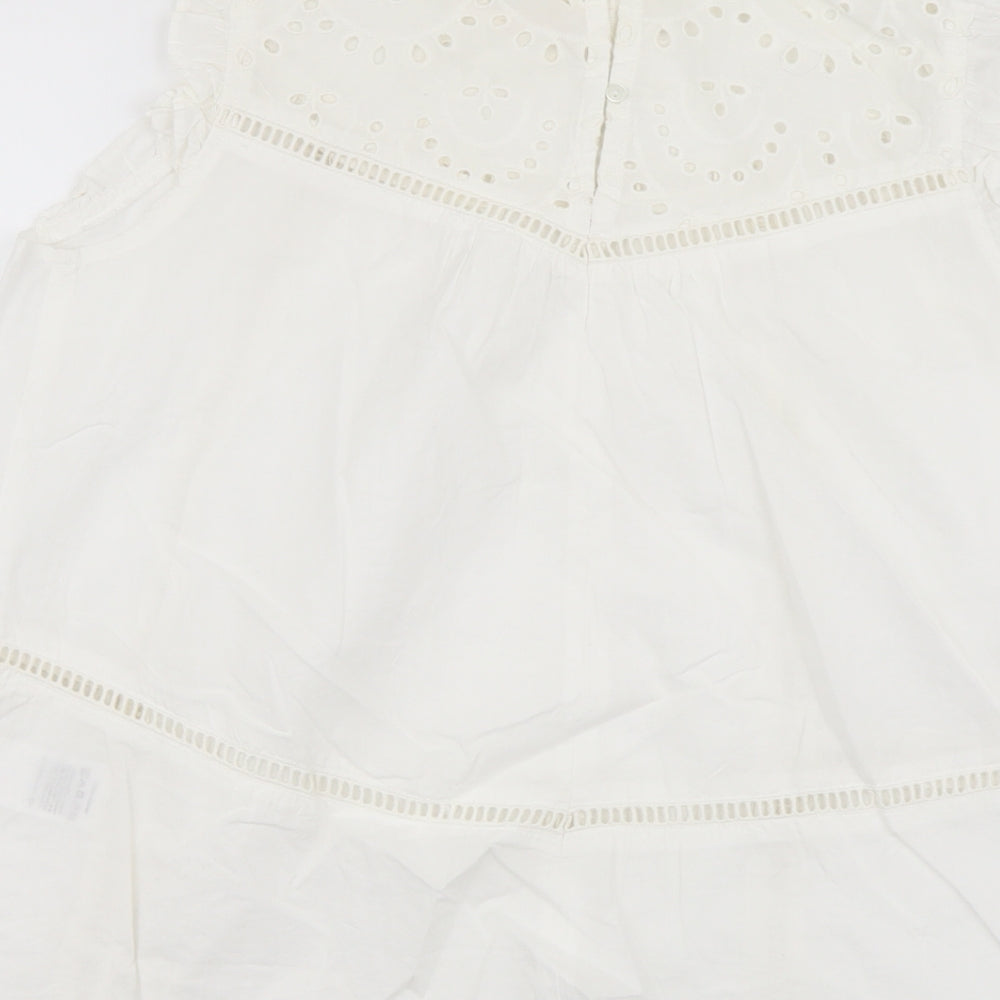 Love&Jeans Womens Ivory Cotton Basic T-Shirt Size M Mock Neck