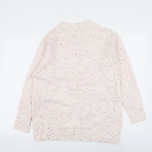 Nutmeg Womens Pink Round Neck Acrylic Pullover Jumper Size 10