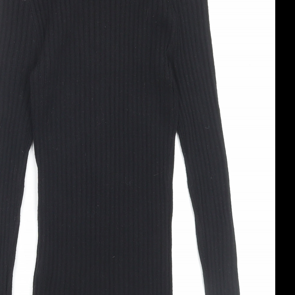 Primark Womens Black Mock Neck Polyester Pullover Jumper Size S