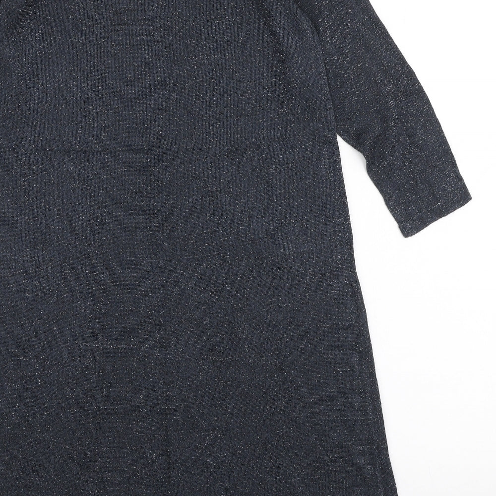 ESMARA Womens Blue Viscose Jumper Dress Size 10 V-Neck Pullover