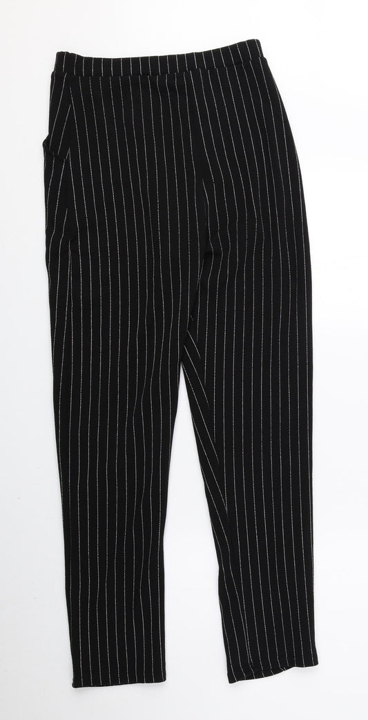 I SAW IT FIRST Womens Black Striped Polyester Carrot Trousers Size 8 L25.5 in Regular
