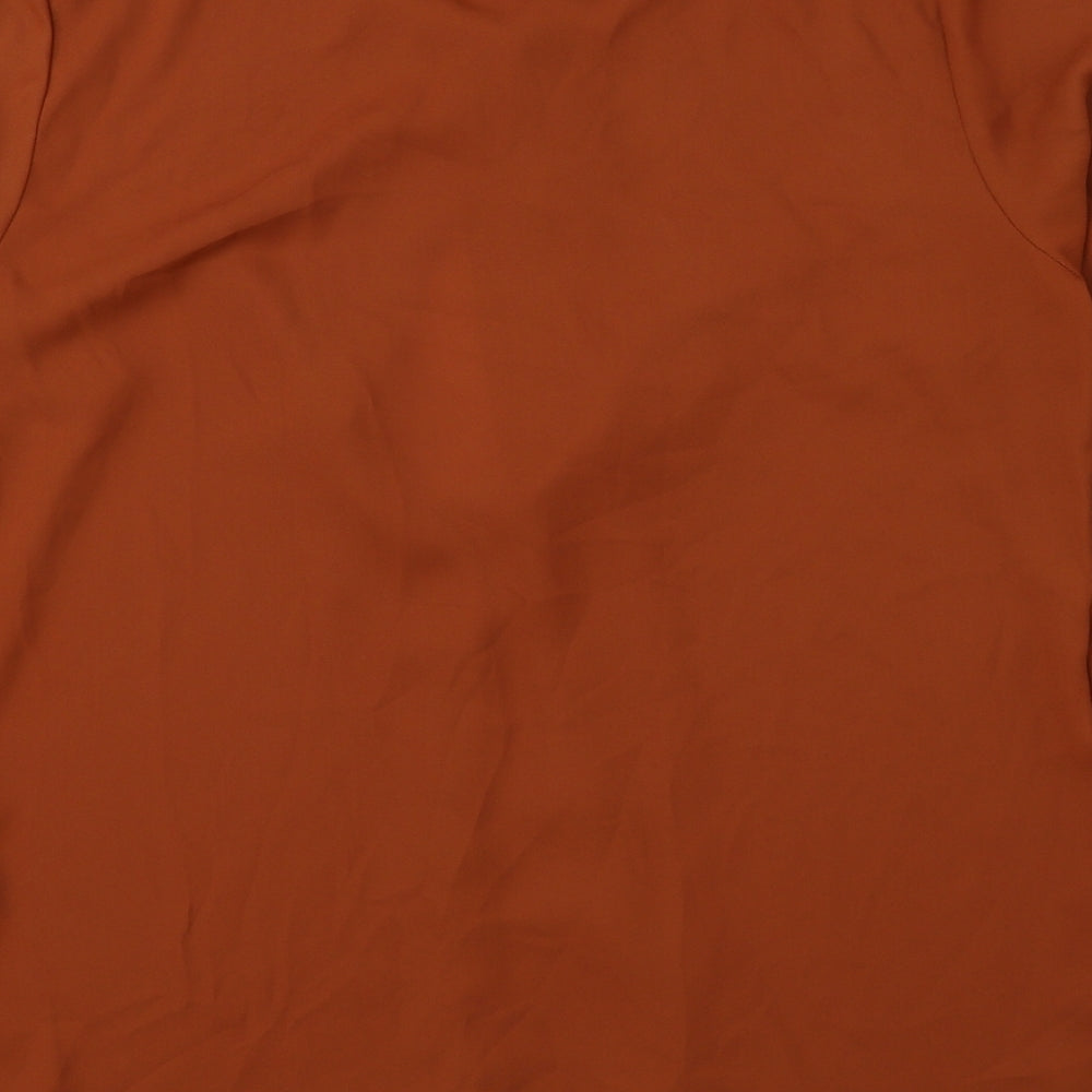 Papaya Womens Brown Polyester Basic Blouse Size 8 Round Neck - String