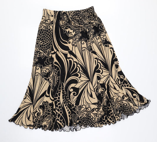 BASSINI Womens Black Geometric Polyester Trumpet Skirt Size S