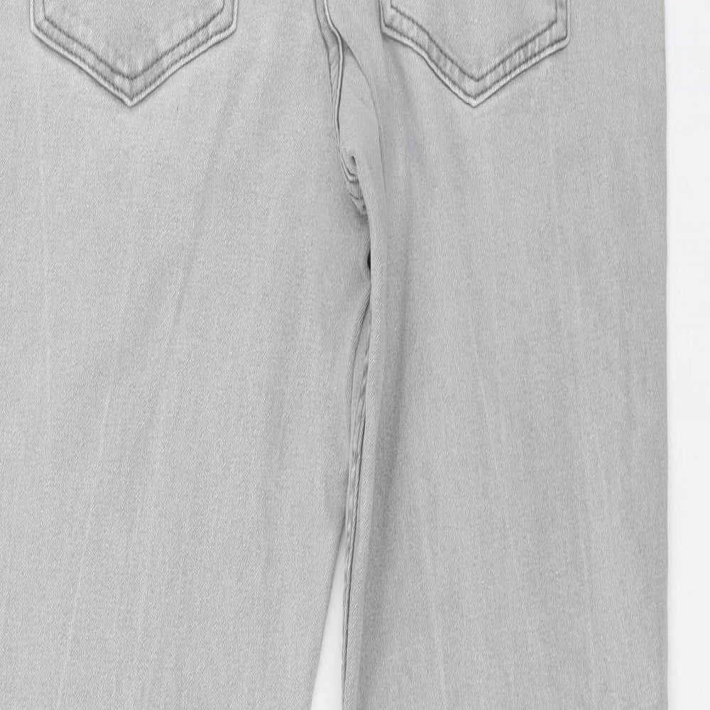 Cotton Traders Womens Grey Cotton Straight Jeans Size 34 L28 in Regular Zip