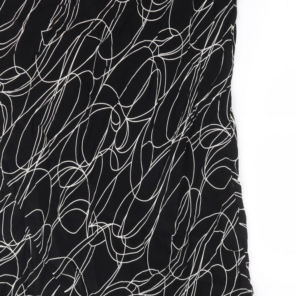 BHS Womens Black Geometric Viscose A-Line Skirt Size 18