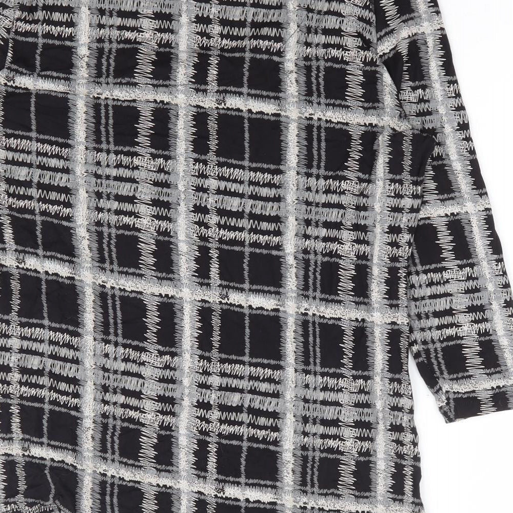 TU Womens Grey Geometric Viscose Basic Blouse Size 12 Scoop Neck