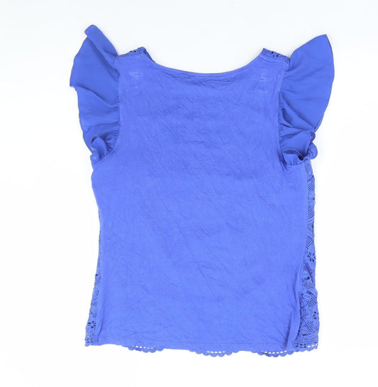 Oasis Womens Blue Polyester Basic T-Shirt Size M Round Neck