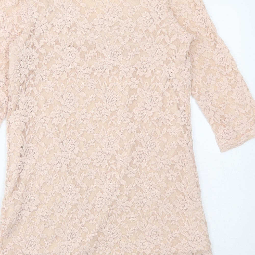 Anne Smith Womens Pink Polyester A-Line Size 14 Round Neck Pullover